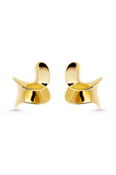 SIERRA STUDS. Swirled icing-shaped stud earrings in high gloss finish, 18K gold vermeil, handmade, hypoallergenic, water-resistant